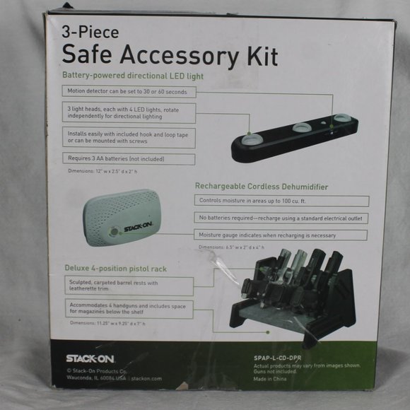 STACK-ON 3 Pieces Safe Accessory Kit:Led Motion Light, Dehumidifier, Pistol Rack - Picture 8 of 13